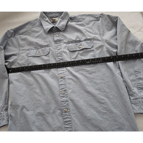 LL Bean Denim Shirt Mens Large Vintage Blue Cotton Pockets Long Sleeve Button Up - Picture 8 of 12